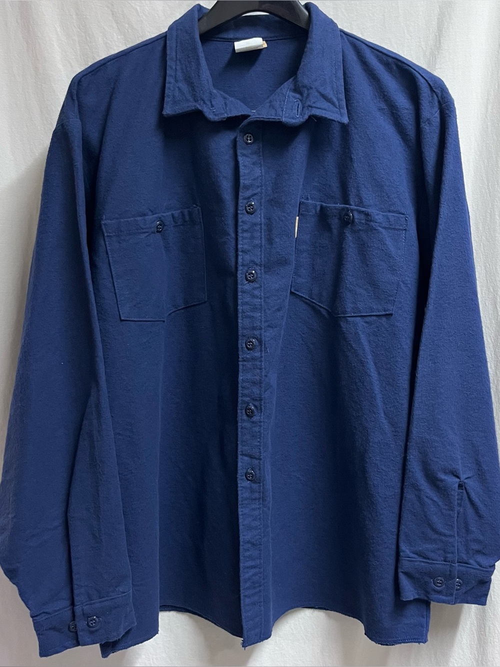 Vintage Ideal Mens Cotton Chamois Button Down Shirt Navy USA XLarge Workwear
